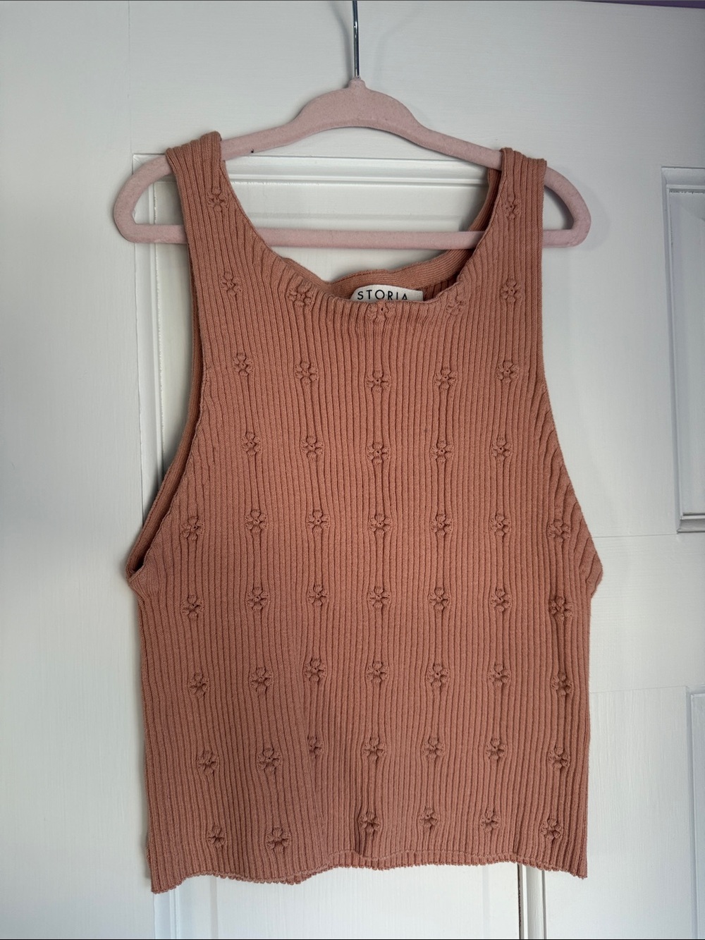 Storia Floral Ribbed Tank in Dusty Rose
